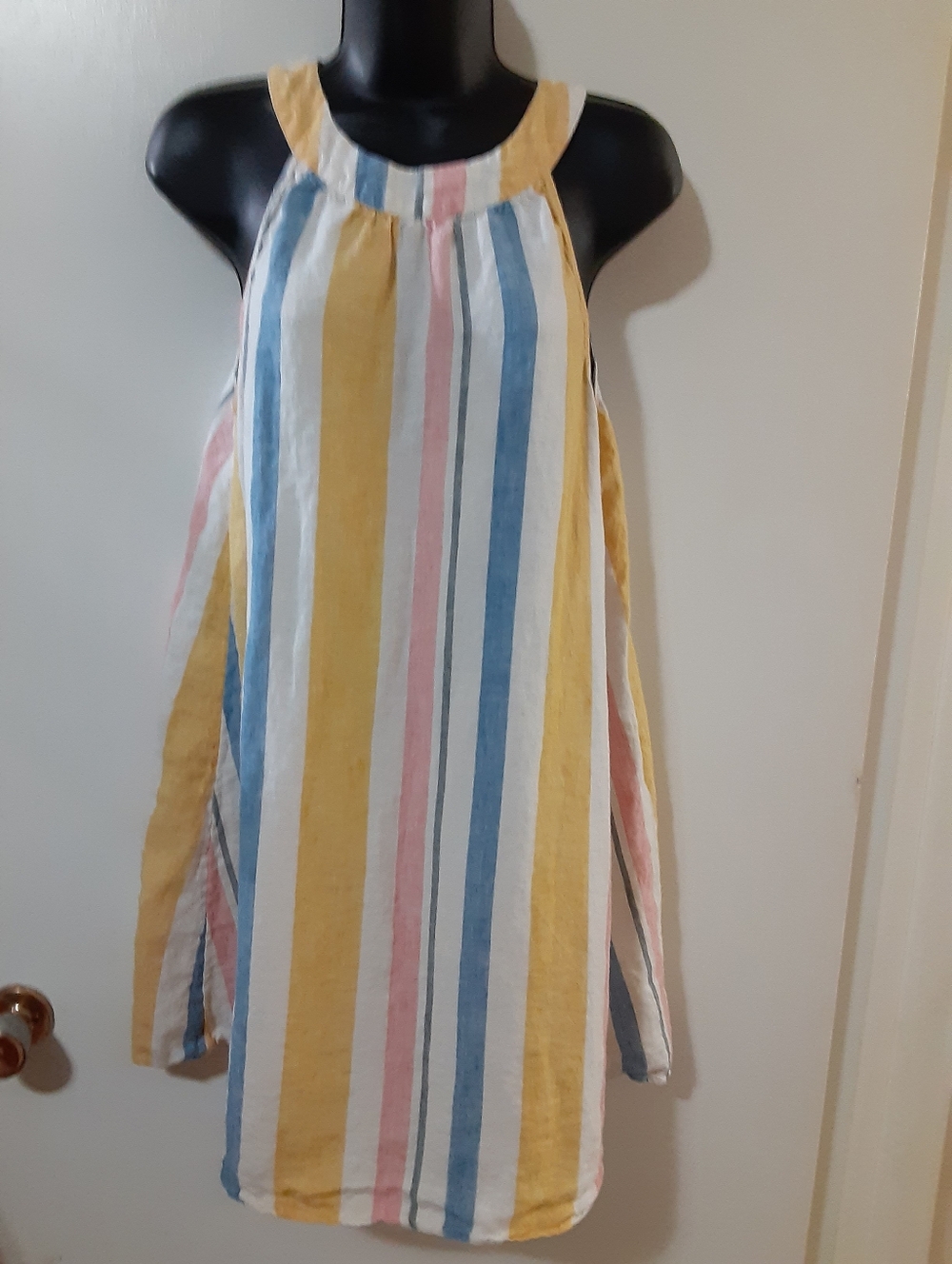 C&C California 100% Linen Striped Tunic Tank Top Mini Dress S